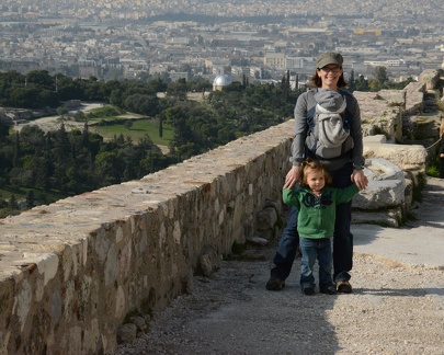 Erynn  Greta and JB overlooking Athens